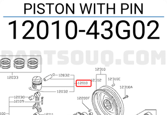Nissan 1201043G02 PISTON WITH PIN