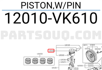 Nissan 12010VK610 PISTON,W/PIN