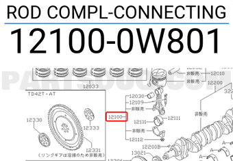 Nissan 121000W801 ROD COMPL-CONNECTING