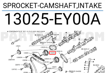 Nissan 13025EY00A SPROCKET-CAMSHAFT,INTAKE