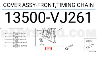 Nissan 13500VJ261 COVER ASSY-FRONT,TIMING CHAIN