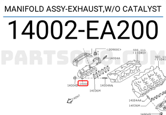 Nissan 14002EA200 MANIFOLD ASSY-EXHAUST,W/O CATALYST
