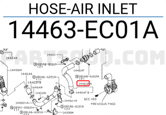 Nissan 14463EC01A HOSE-AIR INLET