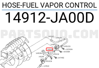 Nissan 14912JA00D HOSE-FUEL VAPOR CONTROL