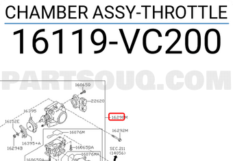 Nissan 16119VC200 CHAMBER ASSY-THROTTLE