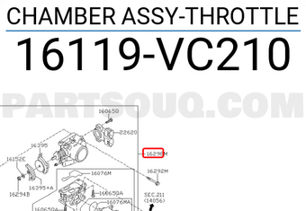 Nissan 16119VC210 CHAMBER ASSY-THROTTLE