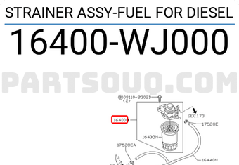 Nissan 16400WJ000 STRAINER ASSY-FUEL FOR DIESEL