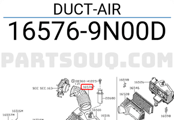 Nissan 165769N00D DUCT-AIR