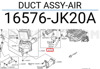 Nissan 16576JK20A DUCT ASSY-AIR