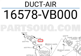 Nissan 16578VB000 DUCT-AIR