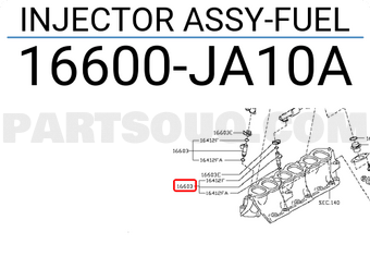 Nissan 16600JA10A INJECTOR ASSY-FUEL