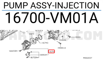 Nissan 16700VM01A PUMP ASSY-INJECTION