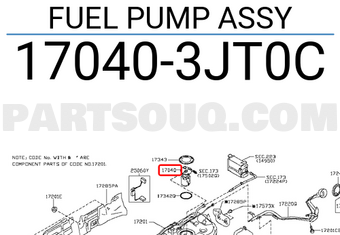 Nissan 170403JT0C FUEL PUMP ASSY