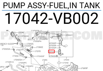 Nissan 17042VB002 PUMP ASSY-FUEL,IN TANK
