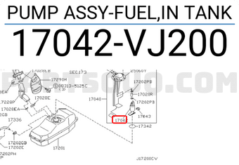 Nissan 17042VJ200 PUMP ASSY-FUEL,IN TANK
