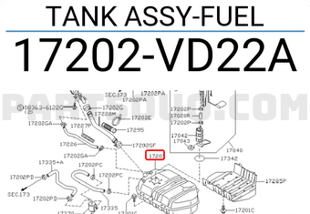 Nissan 17202VD22A TANK ASSY-FUEL