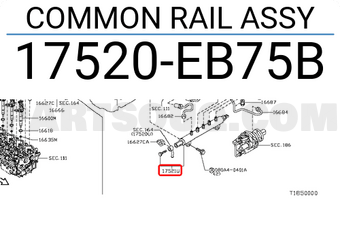 Nissan 17520EB75B COMMON RAIL ASSY