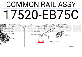 Nissan 17520EB75C COMMON RAIL ASSY