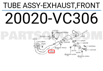 Nissan 20020VC306 TUBE ASSY-EXHAUST,FRONT