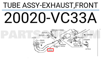 Nissan 20020VC33A TUBE ASSY-EXHAUST,FRONT