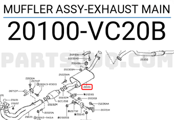 Nissan 20100VC20B MUFFLER ASSY-EXHAUST MAIN