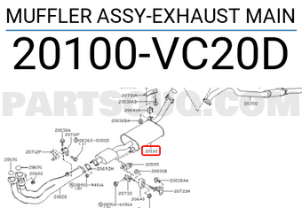 Nissan 20100VC20D MUFFLER ASSY-EXHAUST MAIN