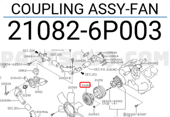 Nissan 210826P003 COUPLING ASSY-FAN