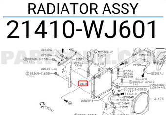 Nissan 21410WJ601 RADIATOR ASSY