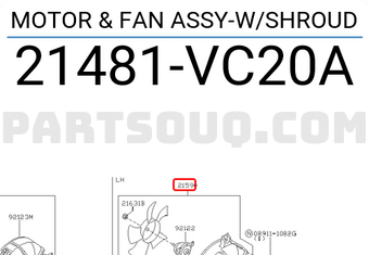 Nissan 21481VC20A MOTOR & FAN ASSY-W/SHROUD