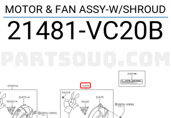 Nissan 21481VC20B MOTOR & FAN ASSY-W/SHROUD