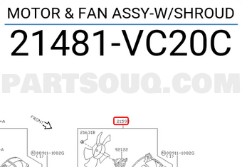 Nissan 21481VC20C MOTOR & FAN ASSY-W/SHROUD