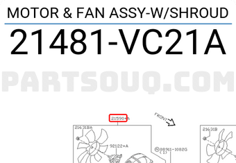 Nissan 21481VC21A MOTOR & FAN ASSY-W/SHROUD