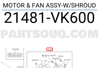 Nissan 21481VK600 MOTOR & FAN ASSY-W/SHROUD