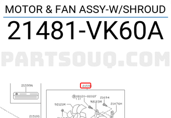 Nissan 21481VK60A MOTOR & FAN ASSY-W/SHROUD