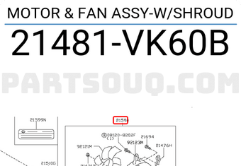 Nissan 21481VK60B MOTOR & FAN ASSY-W/SHROUD