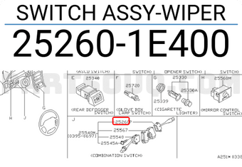Nissan 252601E400 SWITCH ASSY-WIPER