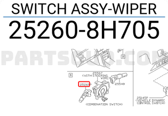 Nissan 252608H705 SWITCH ASSY-WIPER
