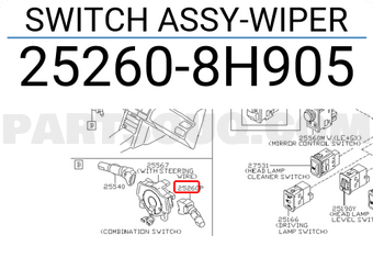 Nissan 252608H905 SWITCH ASSY-WIPER