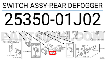 Nissan 2535001J02 SWITCH ASSY-REAR DEFOGGER