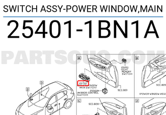 Nissan 254011BN1A SWITCH ASSY-POWER WINDOW,MAIN
