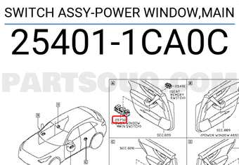 Nissan 254011CA0C SWITCH ASSY-POWER WINDOW,MAIN