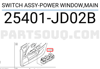 Nissan 25401JD02B SWITCH ASSY-POWER WINDOW,MAIN