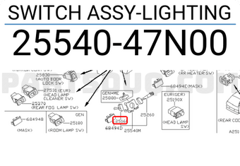 Nissan 2554047N00 SWITCH ASSY-LIGHTING
