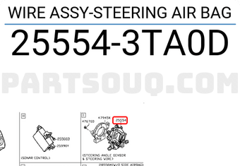 Nissan 255543TA0D WIRE ASSY-STEERING AIR BAG
