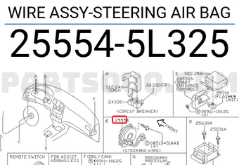 Nissan 255545L325 WIRE ASSY-STEERING AIR BAG
