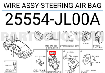 Nissan 25554JL00A WIRE ASSY-STEERING AIR BAG