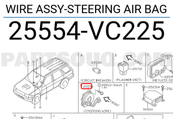 Nissan 25554VC225 WIRE ASSY-STEERING AIR BAG