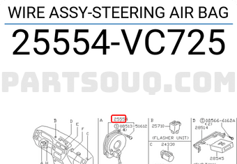 Nissan 25554VC725 WIRE ASSY-STEERING AIR BAG