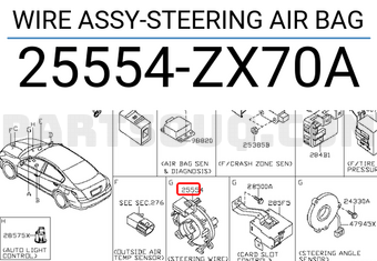 Nissan 25554ZX70A WIRE ASSY-STEERING AIR BAG