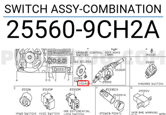Nissan 255609CH2A SWITCH ASSY-COMBINATION